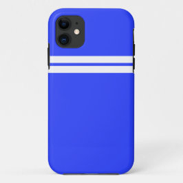 スポーティツインホワイトレーシングストライプズオンブルー王室の iPhone 11 ケース
