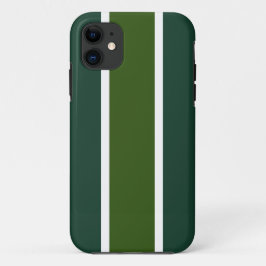 スポーティツートーンフォレストグリーンホワイトレーシングストライプズ iPhone 11 ケース