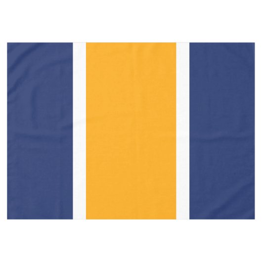 スポーティネイビーゴールデンイエローホワイトレースストライプズ テーブルクロス (正面(横))