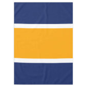 スポーティネイビーゴールデンイエローホワイトレースストライプズ テーブルクロス (正面)