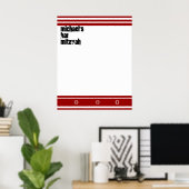 スポーティバー(ユダヤ教の)バル・ミツバーサインインボードレッドホワイト ポスター (ホームオフィス)