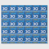 スポーティパーソナライズされたネーム年齢の青い誕生日ラップ ラッピングペーパー (フラット)