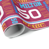 スポーティパーソナライズされたー名50th誕生日の子供のラップ ラッピングペーパー (ロールコーナー)