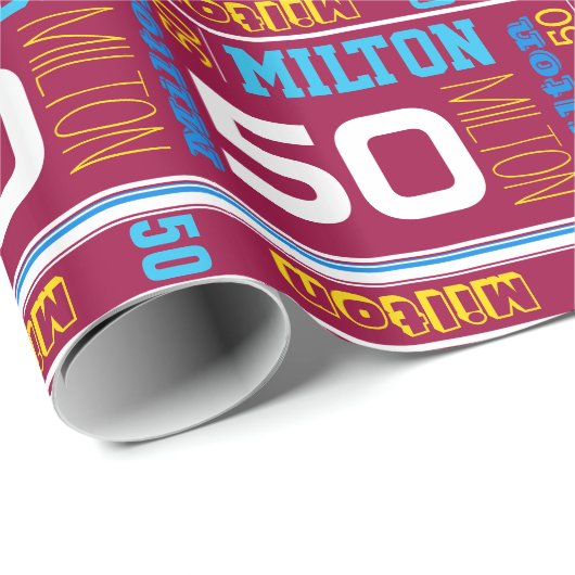 スポーティパーソナライズされたー名50th誕生日の子供のラップ ラッピングペーパー (ロールコーナー)