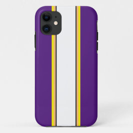 スポーティパープルブラックイエローホワイトレースストライプズ iPhone 11 ケース