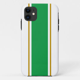 スポーティブライトグリーンブラウンホワイトレーシングストライプズ iPhone 11 ケース