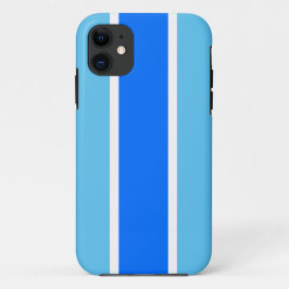 スポーティブライトツートーンブルーホワイトレーシングストライプズ iPhone 11 ケース