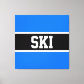 スポーティブライトブルー白黒ウィンタースキーストライプズ キャンバスプリント (正面)