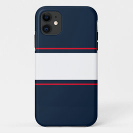 スポーティブライトレッドホワイトネイビーブルーレーシングストライプズ iPhone 11 ケース