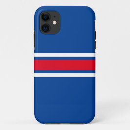 スポーティブライトレッドホワイト王室のブルーレーシングストライプ iPhone 11 ケース