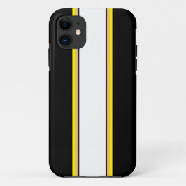スポーティブラックオレンジイエローホワイトレースストライプズ iPhone 11 ケース