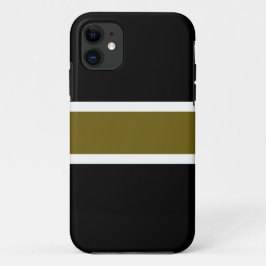 スポーティブラックゴールデンオリーブ白センターストライプ iPhone 11 ケース