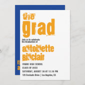 スポーティブルーアンドオレンジタイポグラフィグラード招待状 招待状 (正面/裏面)