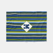 スポーティブルーグリーンストライプフリースブランケット フリースブランケット (正面(横))