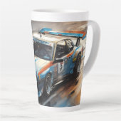 スポーティブルーレーシングカー カフェラテマグ (右アングル)