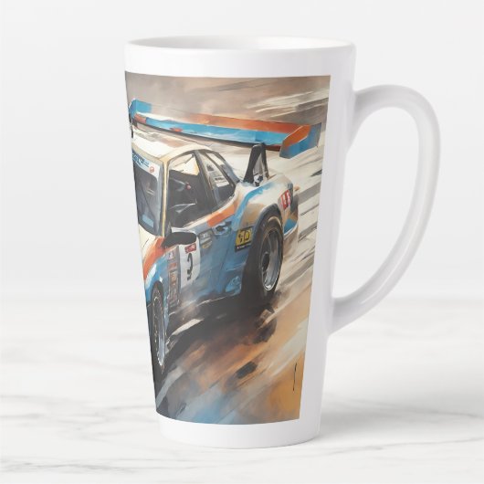 スポーティブルーレーシングカー カフェラテマグ (右)