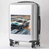 スポーティブルーレーシングカー シール (スーツケース)