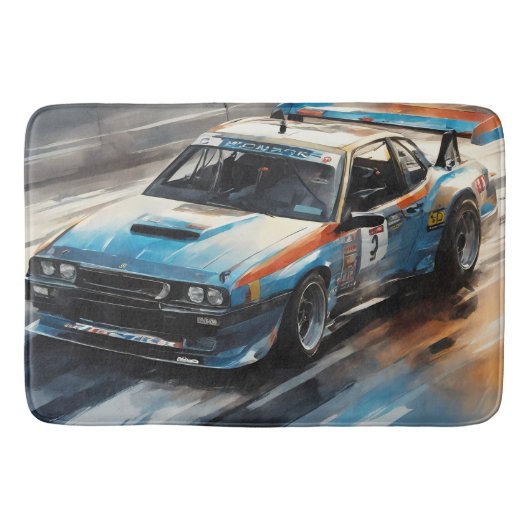 スポーティブルーレーシングカー バスマット (正面)