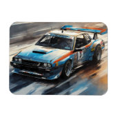 スポーティブルーレーシングカー マグネット (横)
