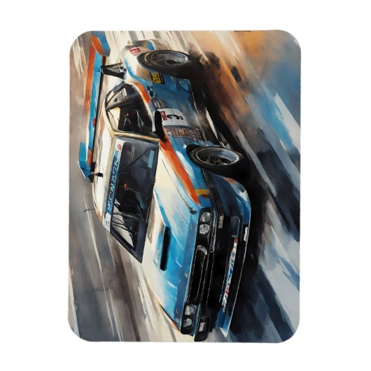 スポーティブルーレーシングカー マグネット (縦)