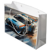 スポーティブルーレーシングカー ラージペーパーバッグ (裏面アングル)
