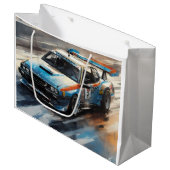 スポーティブルーレーシングカー ラージペーパーバッグ (正面アングル)