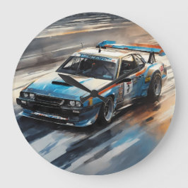 スポーティブルーレーシングカー ラージ壁時計
