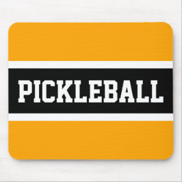 スポーティブロックPICKLEBALL文字イエローブラックストライプ マウスパッド