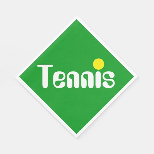 スポーティホワイトイエローテニス文字オンブライトグリーン スタンダードランチョンナプキン (角)