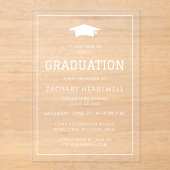 スポーティホワイト卒業パーティー招待状 アクリル招待状 (正面)