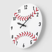 スポーティミニマルな赤と白の野球用の装飾 ラージ壁時計 (傾斜)