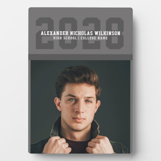 スポーティモダンなはっきりしたタイポグラフィ卒業写真 フォトプラーク (正面)