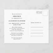 スポーティモダンガイはっきりしたスクリプト3写真卒業 案内ポストカード (裏面)