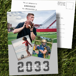 スポーティモダンガイはっきりしたスクリプト3写真卒業 案内ポストカード