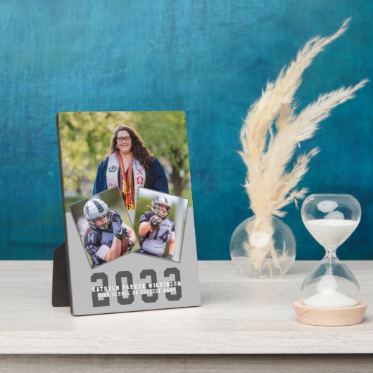 スポーティモダンガールはっきりしたスクリプト卒業3写真 フォトプラーク (側面)