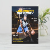 スポーティモダンスポーツ誕生日フォトマガジンカバー 招待状 (スタンド正面)