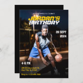 スポーティモダンスポーツ誕生日フォトマガジンカバー 招待状 (正面/裏面)