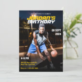スポーティモダンスポーツ誕生日フォトマガジンカバー 招待状 (スタンド正面)