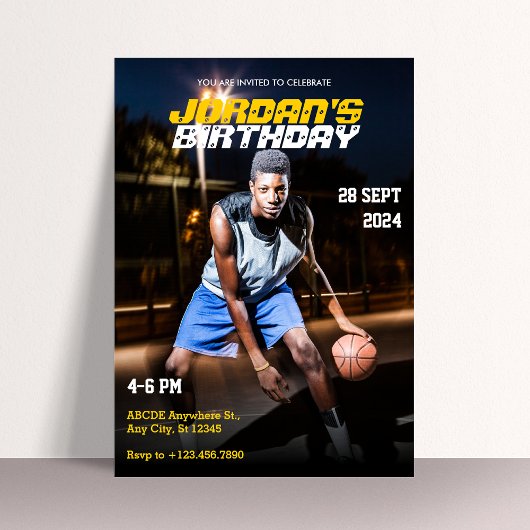 スポーティモダンスポーツ誕生日フォトマガジンカバー 招待状