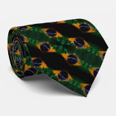 スポーティモダンブラジル国旗のサテンストライプ ネクタイ (ロール)