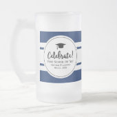 スポーティモダン卒業大学ブルーストライプ フロストグラスビールジョッキ (左)