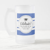 スポーティモダン卒業式王室のブルー名門私立校風のストライプ フロストグラスビールジョッキ (左)