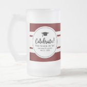 スポーティモダン卒業赤ストライプ大学 フロストグラスビールジョッキ (左)