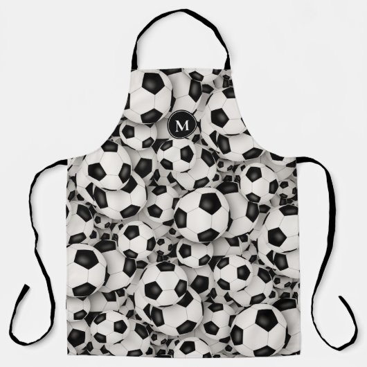 スポーティモノグラムのなサッカーボールのパターン エプロン (正面)
