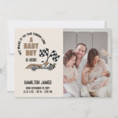 スポーティレースカー男の赤ちゃん誕生 案内状 (正面)