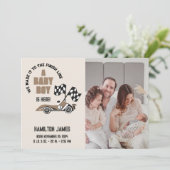 スポーティレースカー男の赤ちゃん誕生 案内状 (スタンド正面)