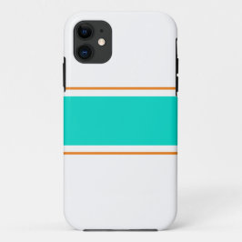 スポーティワイドアクアティール（緑がかった色）オレンジホワイトレーシングストライプズ iPhone 11 ケース