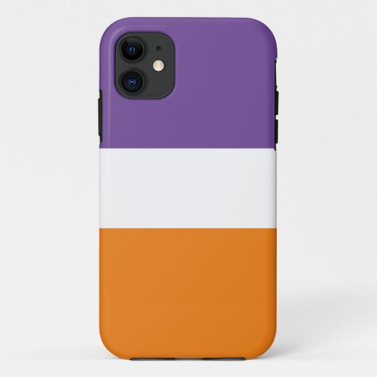 スポーティワイドカラフルパープルオレンジ白ストライプ色 Case-Mate iPhoneケース (裏面)
