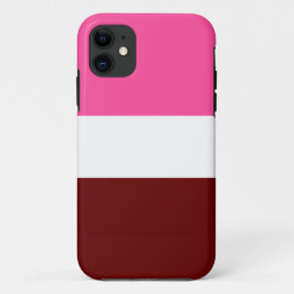 スポーティワイドブライトピンク深いレッドホワイトストライプズ iPhone 11 ケース