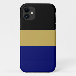 スポーティワイドブラックゴールデン王室のブラウンストライプブルー iPhone 11 ケース